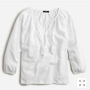 J Crew Embroidered tassel-tie top